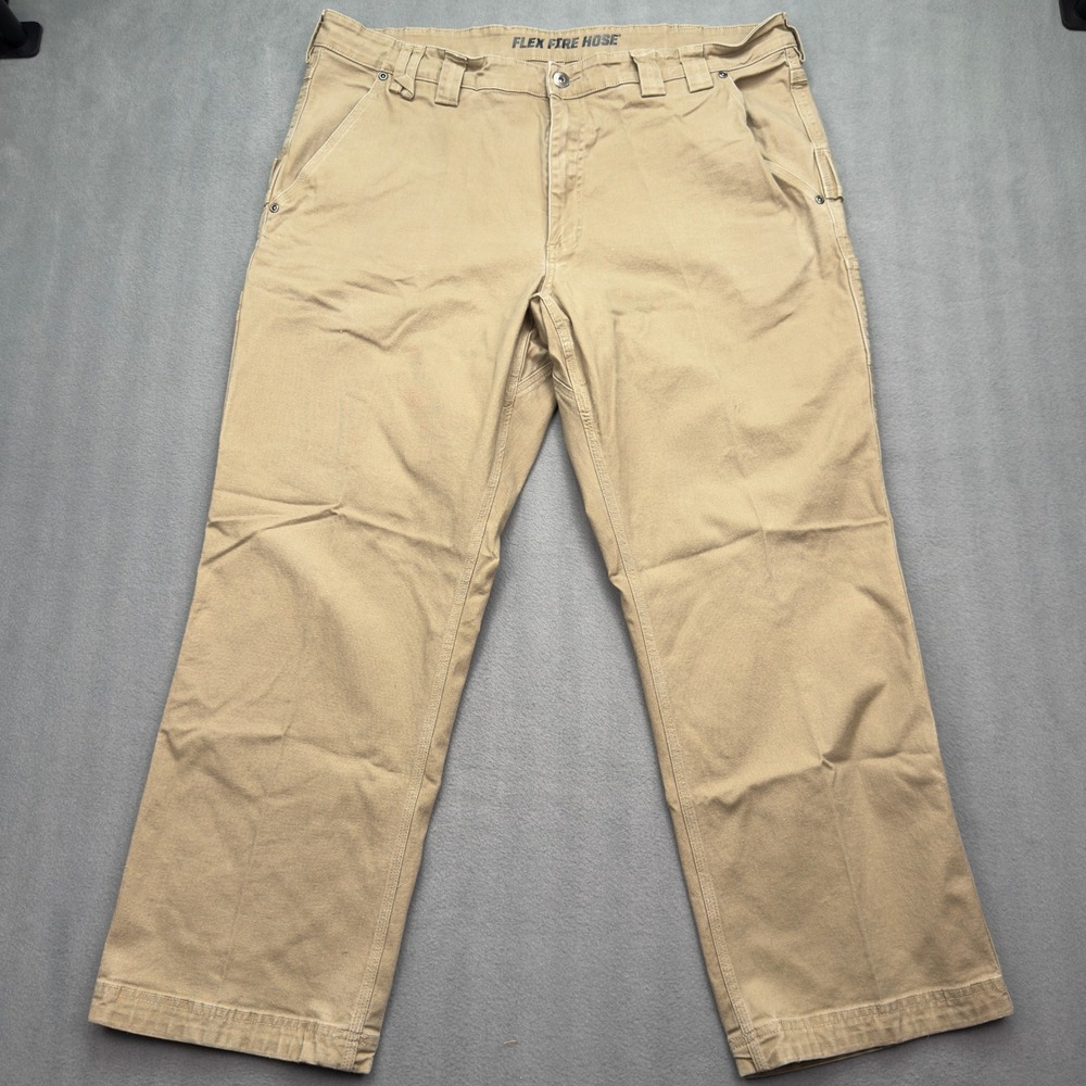 Duluth Trading Co Flex Fire Hose Carpenter Pants 42x30 Tan Mens Workwear